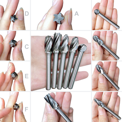 Πολλαπλής μορφής αλουμινένιο δόντι Rotary Burr Set 1/4 