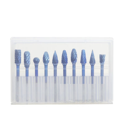 Καλή τιμή. Διπλόκοπη περιστροφική φρέζα καρβιδίου βολφραμίου με στέλεχος 3mm και μπλε επίστρωση για μέταλλο και ξυλουργική σε απευθείας σύνδεση