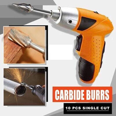 Καλή τιμή. Σετ Φρεζών από Συμπαγές Καρβίδιο, 10 τεμ. Σετ Περιστροφικών Φρεζών από Καρβίδιο Τιτανίου Διπλής Κοπής, Μύτες Τροχού 1/4 ίντσας σε απευθείας σύνδεση